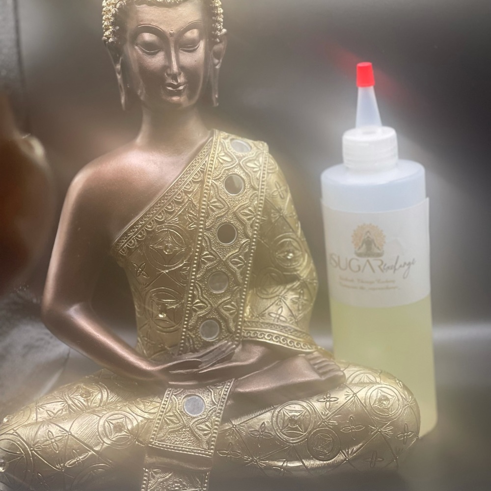 Grape sugar hair oil comes in 5 oz or 8 oz